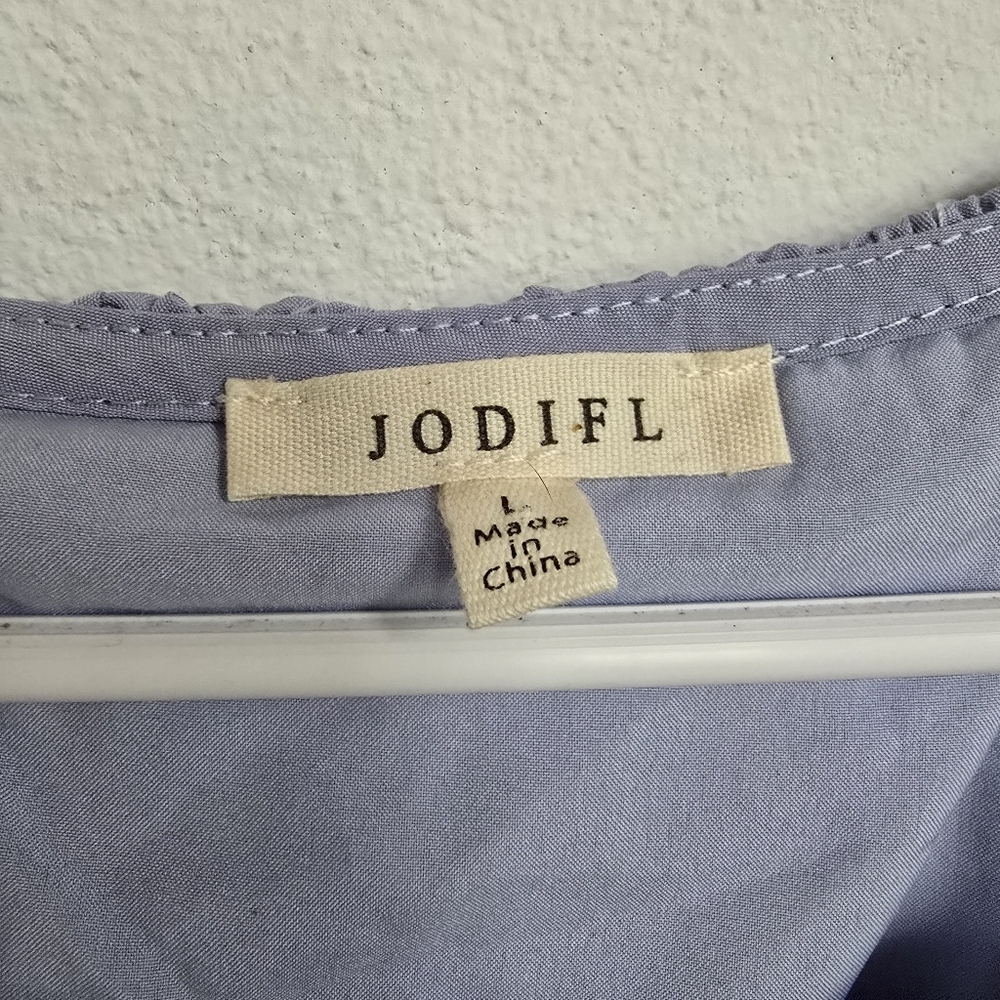 Jofifl Light Blue Solid Short Sleeve Pocketed Dress Large - Picture 4 of 13